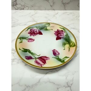 Antique Royal Rudolstadt Prussia Porcelain Plate Tulip Floral Hand Painted Gild